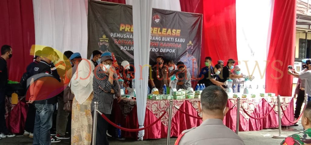 Pemusnahan Barang Bukti Sabu Satuan Reserse Narkoba Polres Metro Depok