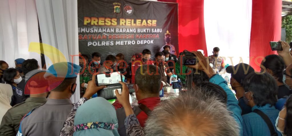 Pemusnahan Barang Bukti Sabu Satuan Reserse Narkoba Polres Metro Depok