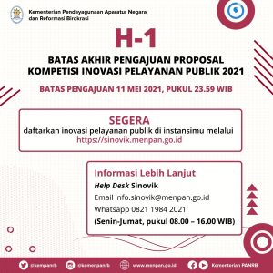 Hari Ini,  Pengumpulan Proposal Kompetisi Inovasi Pelayanan Publik 2021 Ditutup