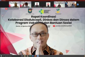 Tuntaskan Progam Vaksinasi Covid-19 dan Bansos, Pemerintah Gelar Rakor Kolaborasi Disdukcapil, Dinkes, dan Dinsos