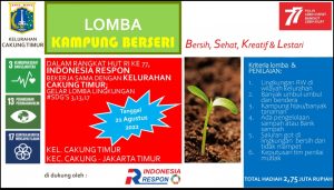 Rayakan HUT RI Ke-77, Indonesia Respon Gelar Lomba Tema Lingkungan ; RUMAH BERSERI, GANG BERSERI & KAMPUNG BERSERI